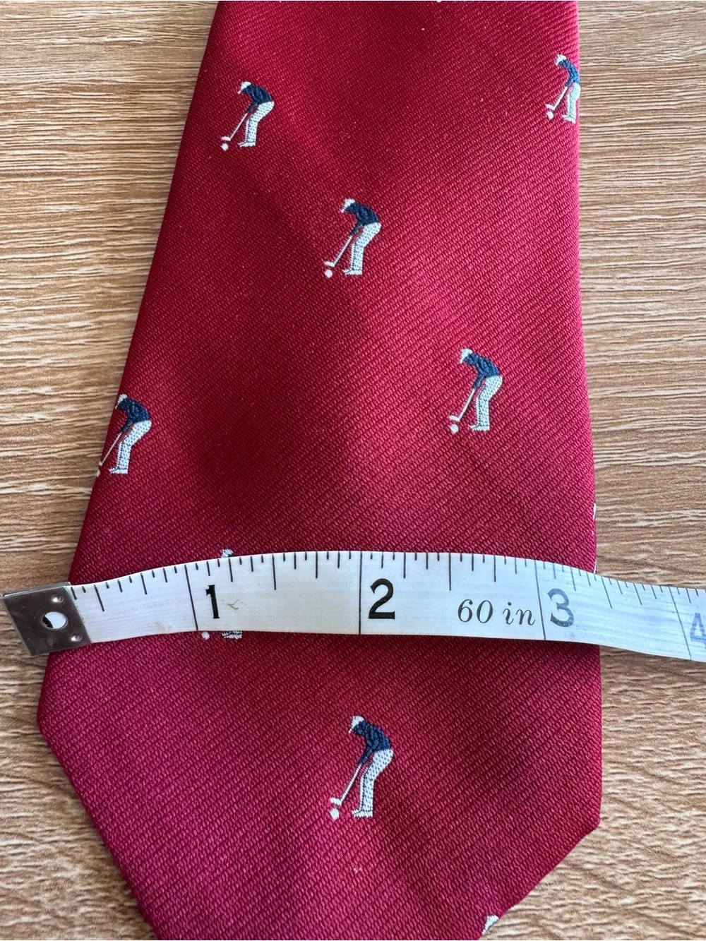 Classic Men's Burgundy Tie with Golf Motif
